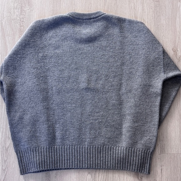 AMI Paris De Coeur Red Heart Intarsia Wool Sweater Grey Oversized Medium Unisex - Picture 11 of 15